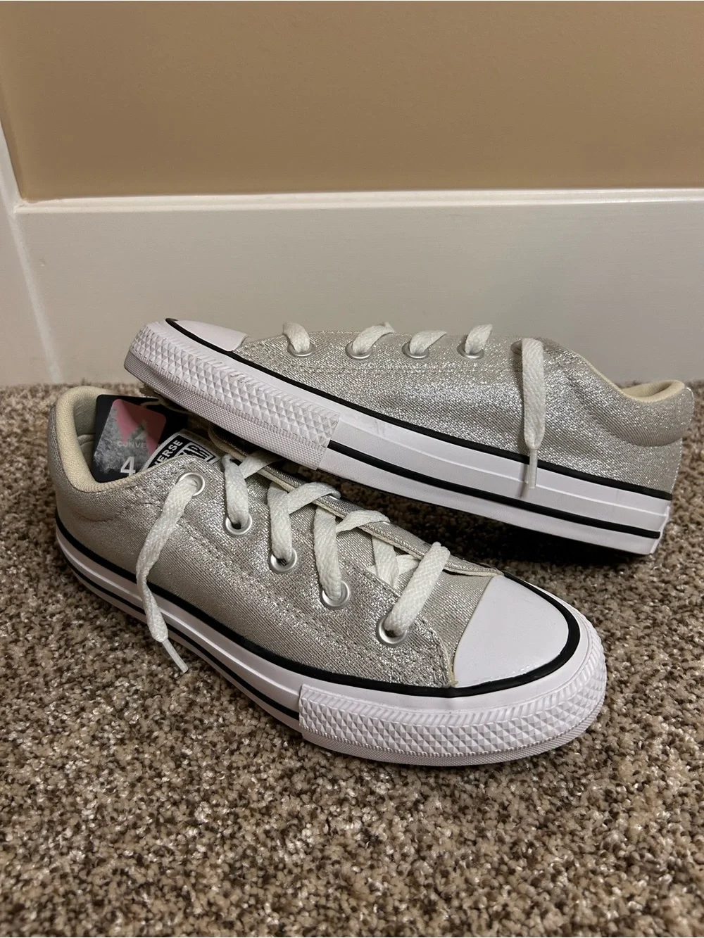 NWT Converse CTAS Street Slip Barely Grey Silver Metallic Sneakers Size 4 Kids